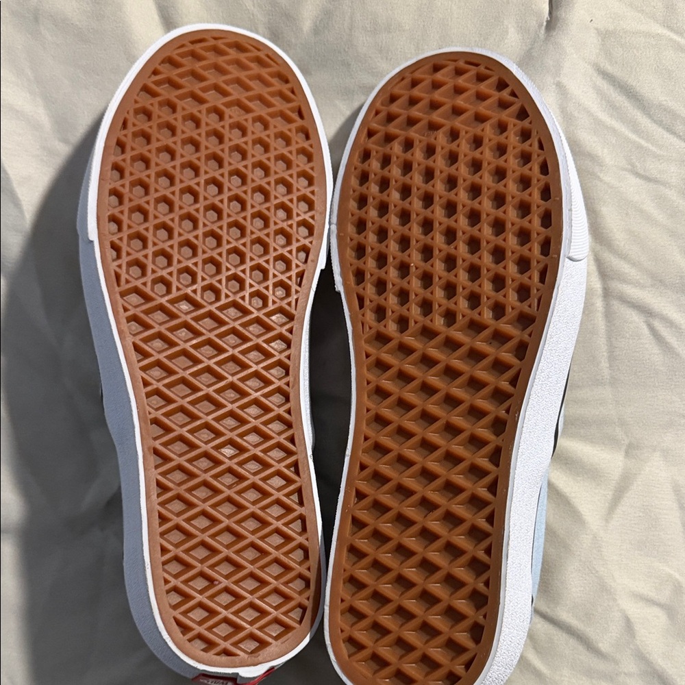 Vans Light Blue and White Checkered Slip-On Sneakers - Picture 2 of 2